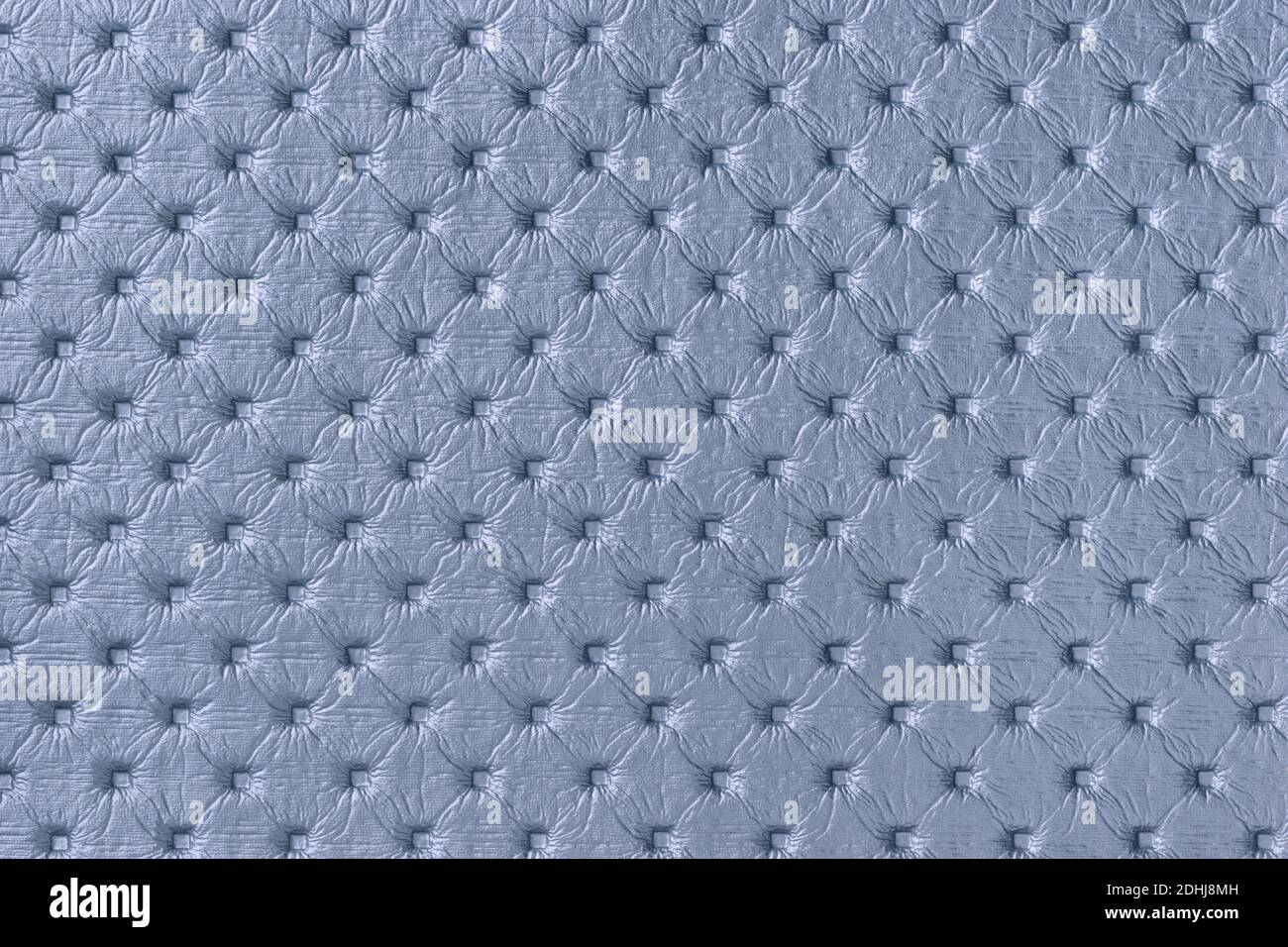 Texture of light blue leather background with capitone pattern, macro ...