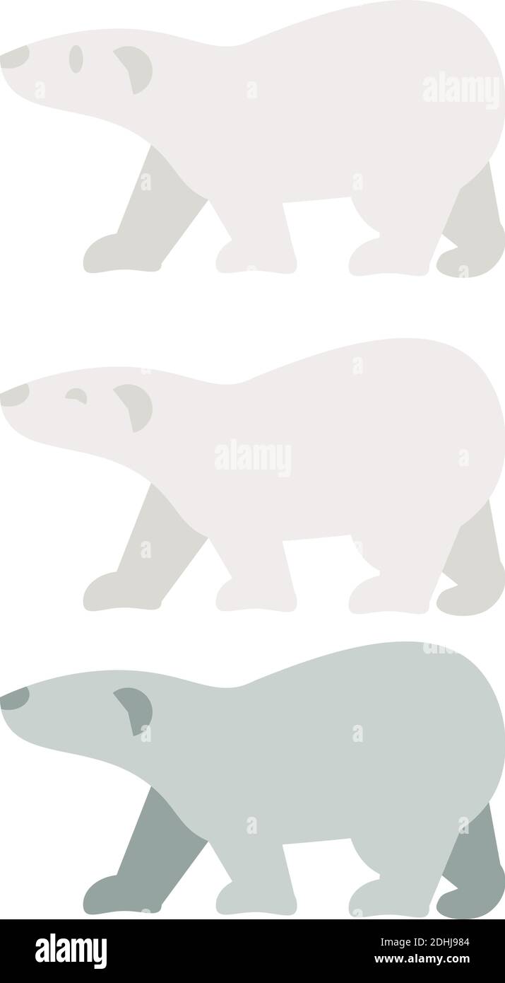 Set of three polar bears designed in minimalist flat style Stock Vector