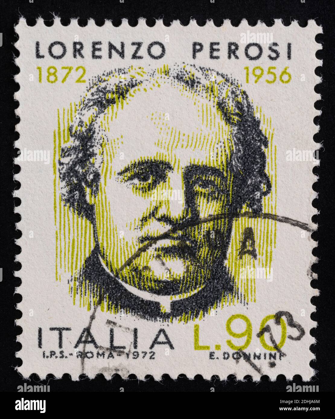 Udine, Italy. December 10, 2020. the commemoration of Lorenzo Perosi on an Italian postage stamp Stock Photo
