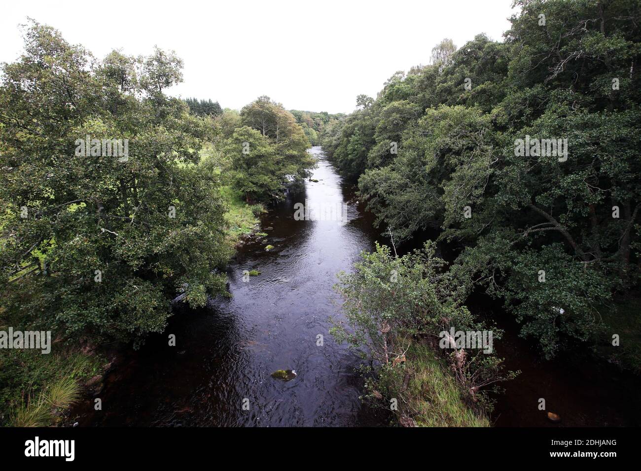 The River Coquet looking downstream at Alwinton.Saturday 3rd October 2020. Stock Photo
