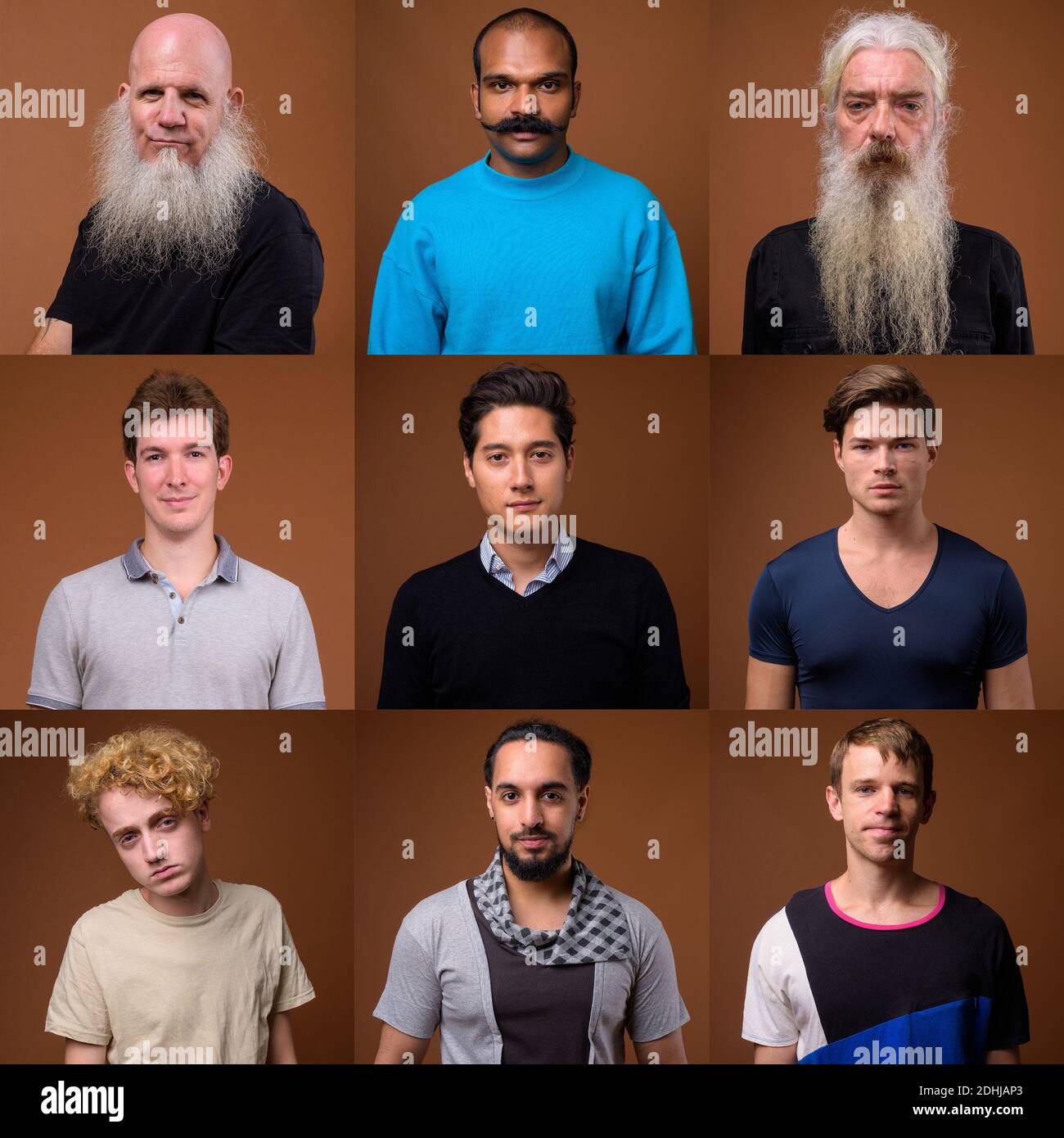 Collage of multi ethnic and mixed age men Stock Photo