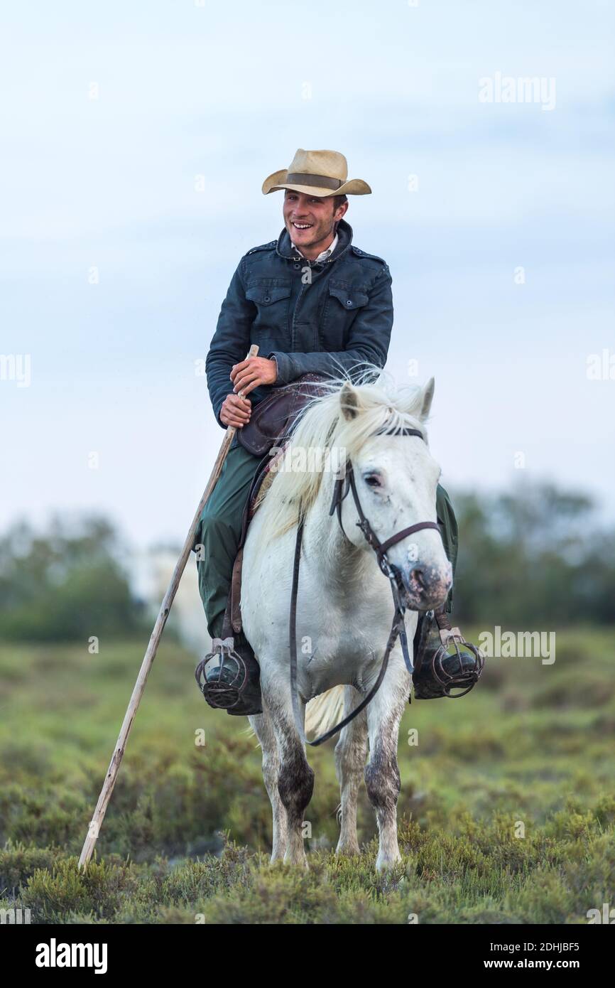 Gardian, cowboy horseman of the Camargue Stock Photo
