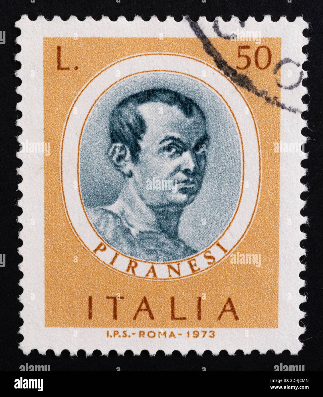 Udine, Italy. December 10, 2020. the commemoration of Giovanni Battista Piranesi on an Italian postage stamp Stock Photo