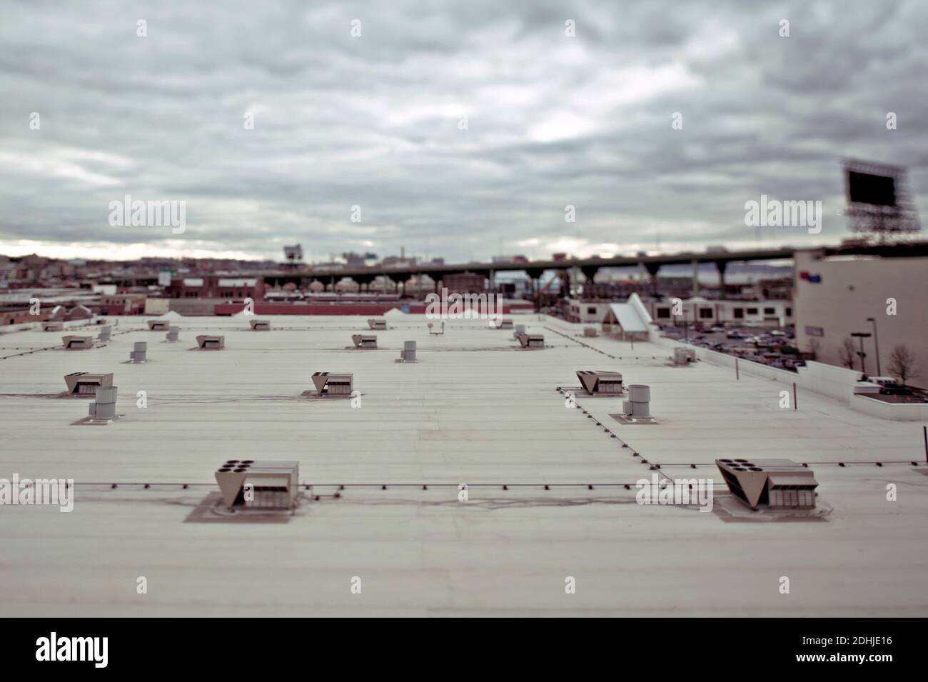 Urban building rooftop with air conditioning units Stock Photo - Alamy