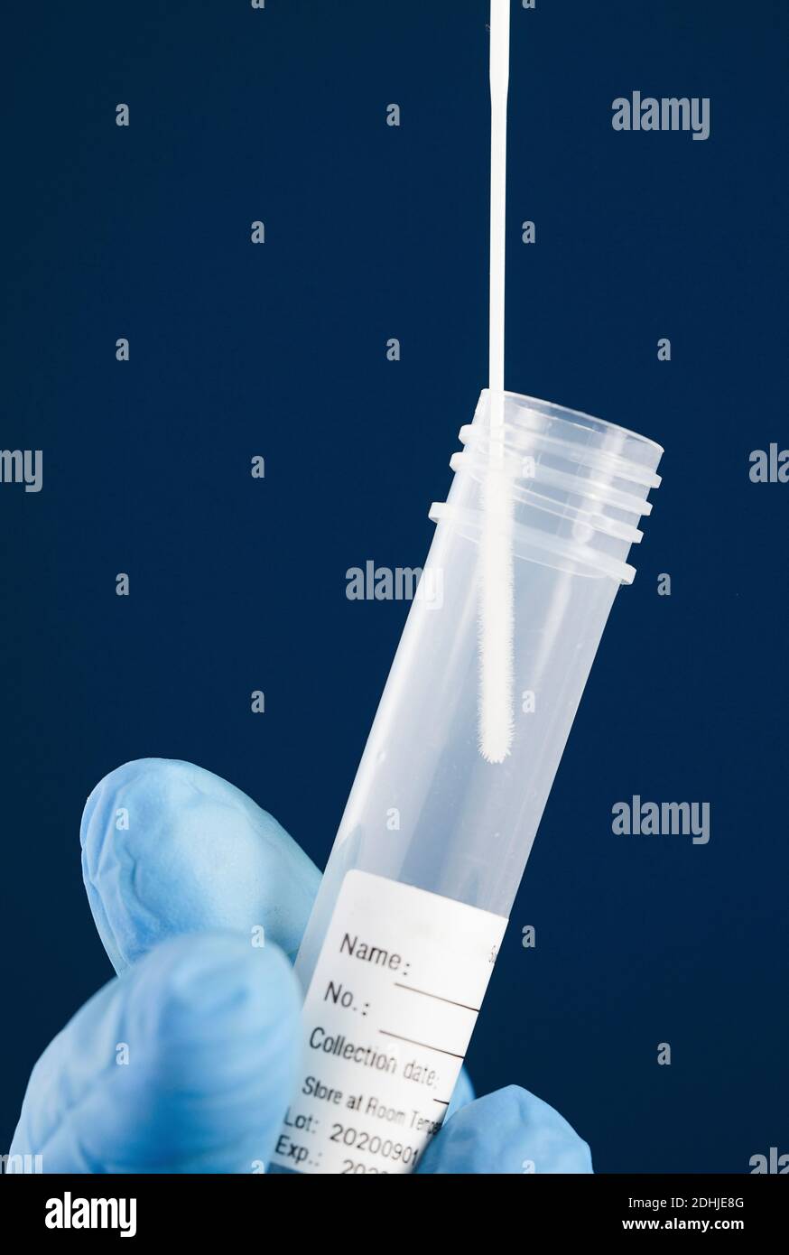 Transport of PCR virals in laboratory, transparent liquido orange closure, adhesive for patient