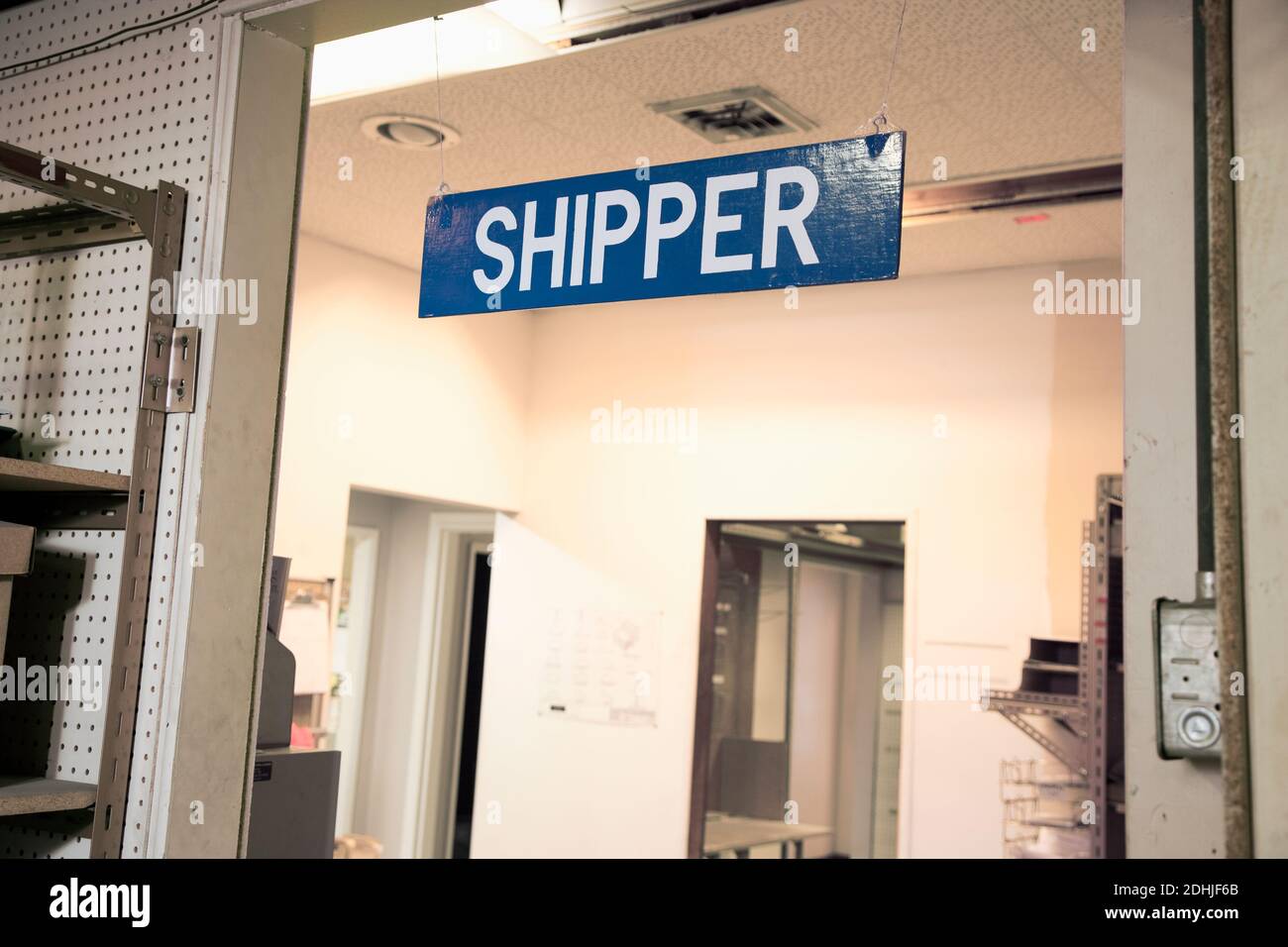 Shipping department sign in warehouse Stock Photo Alamy
