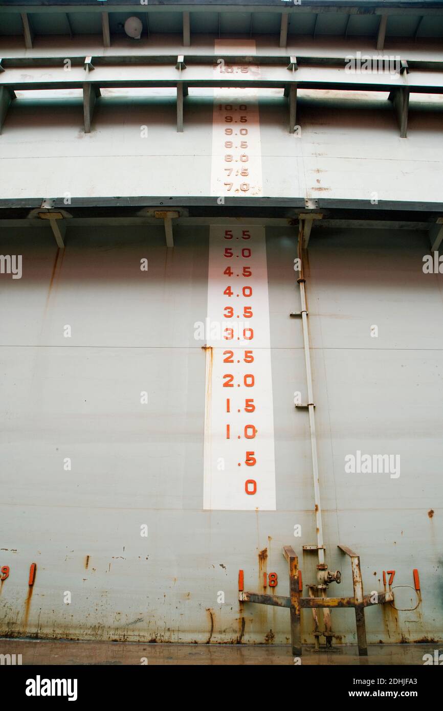 Depth gauge on wall Stock Photo - Alamy