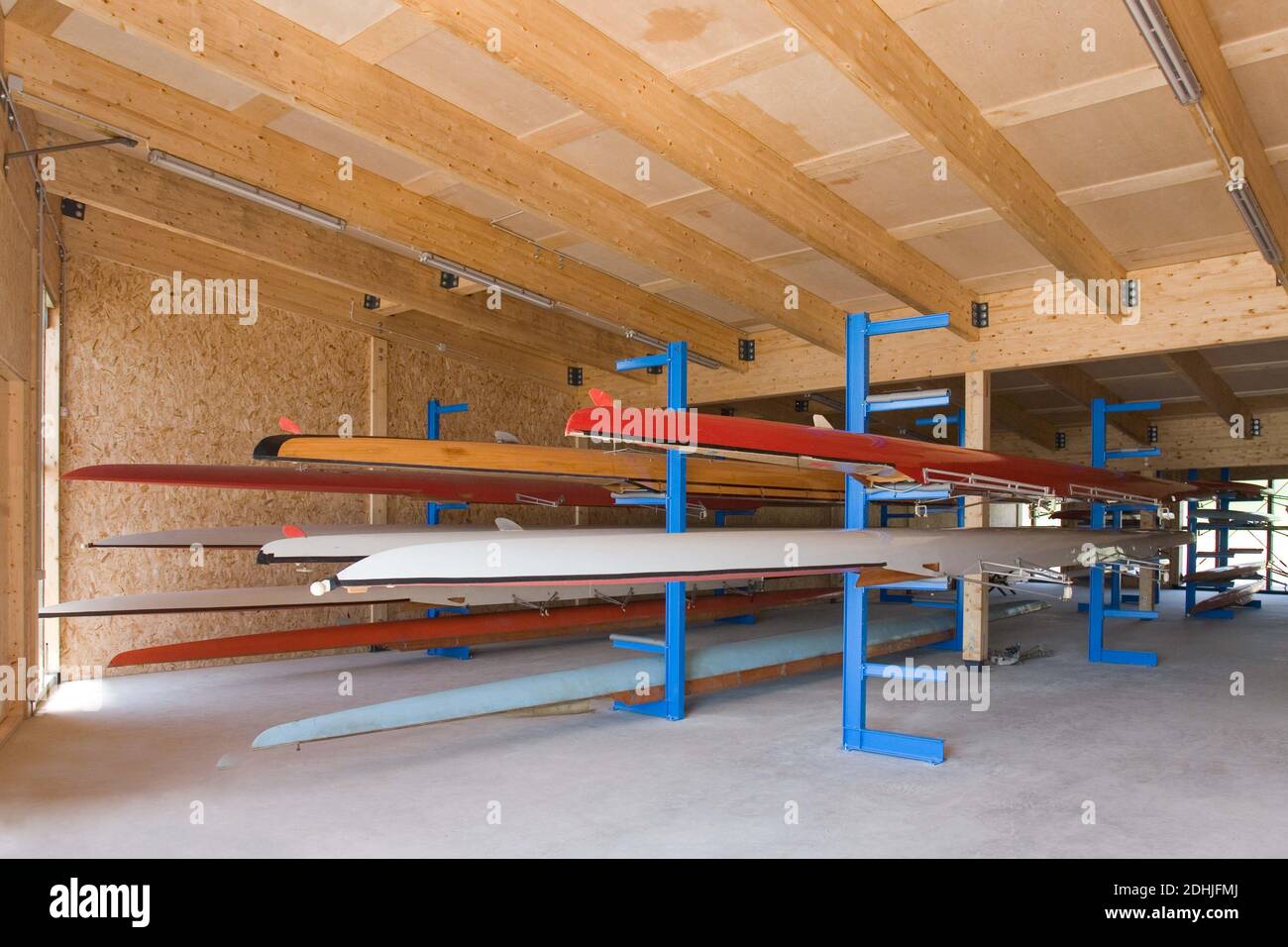 Rowing Shell Racks Boats in a rack hi-res stock photography and images - Alamy