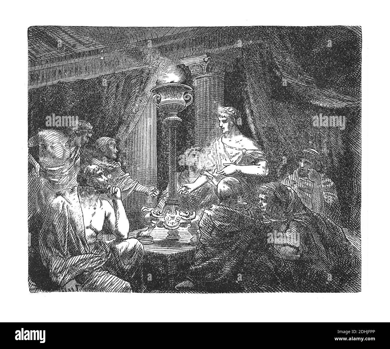 Original artwork of The conspirators in Council. Published in A