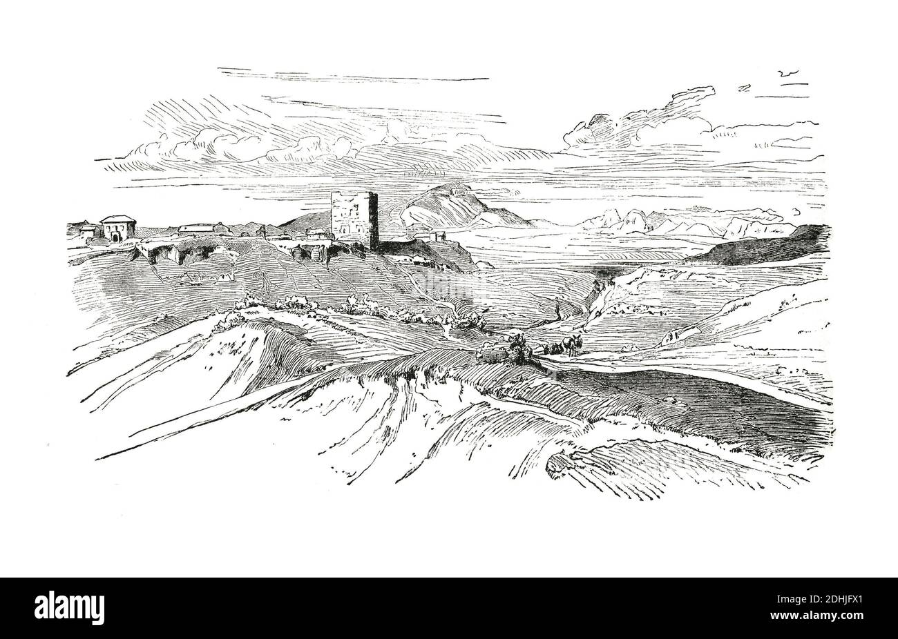 Original artwork of The Site of Thebes - (Skech from Nature by L. Gurlitt). Published in A pictorial history of the world's great nations: from the ea Stock Photo