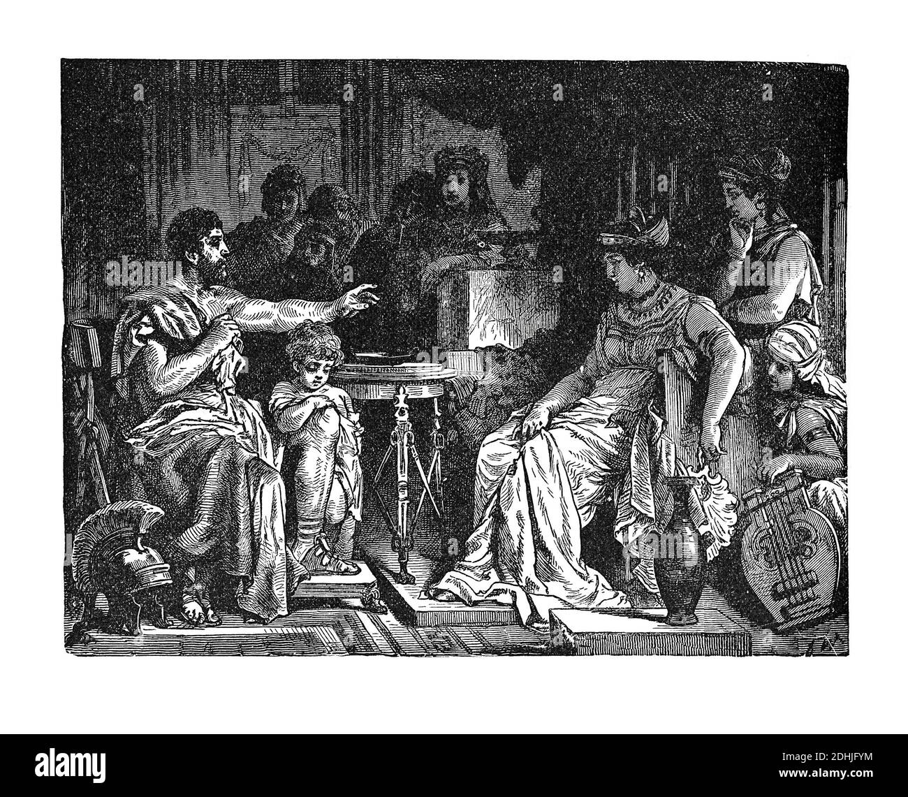Original artwork of Ulysses makes himself known to Penelope. Published