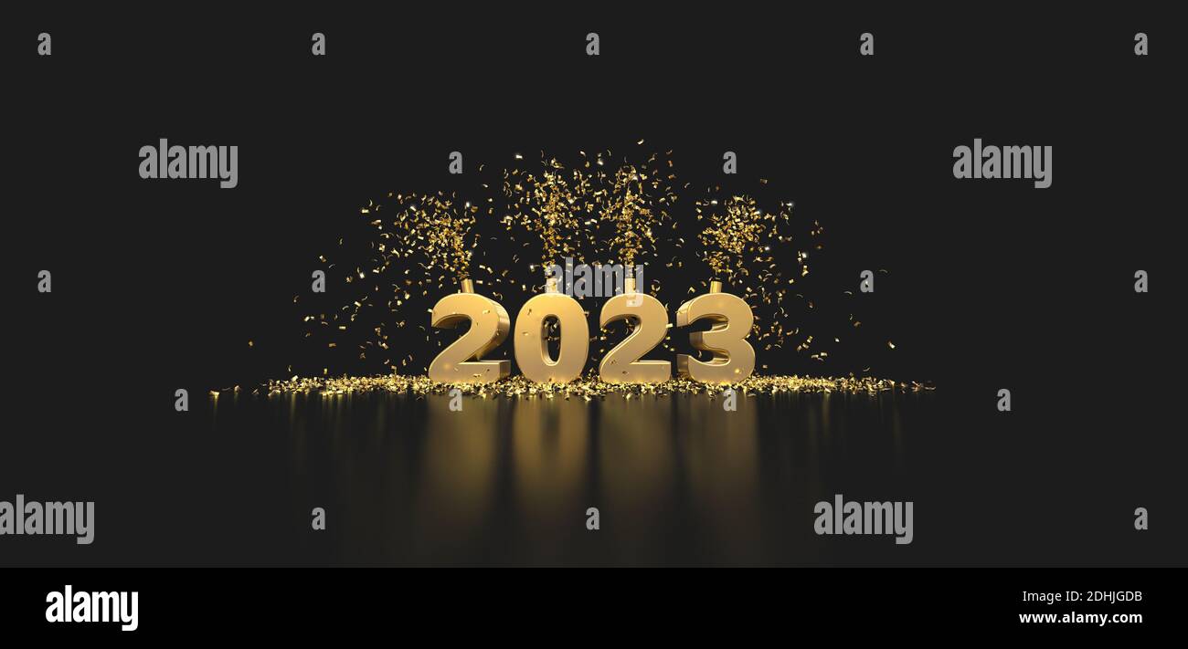2023 title celebration dark background - 3d rendering Stock Photo