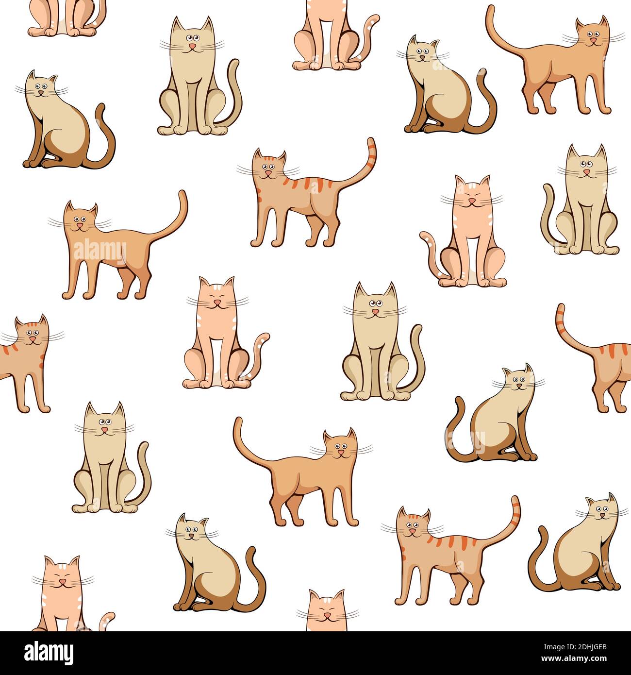seamless pattern colorful cats on white background Stock Vector