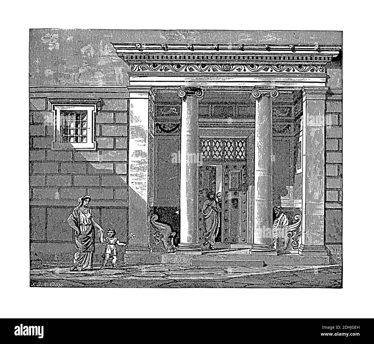 Original artwork of Entrance of Greek House. Published in A pictorial history of the world's great nations: from the earliest dates to the present tim Stock Photo