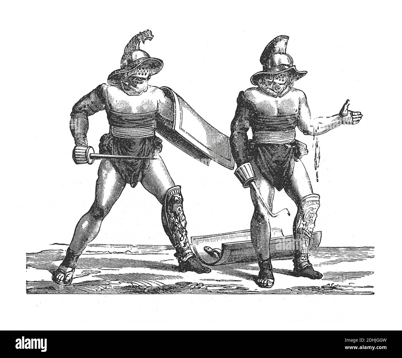 Original artwork of Fight of gladiators. Published in A pictorial history of the world's great nations: from the earliest dates to the present time (C Stock Photo
