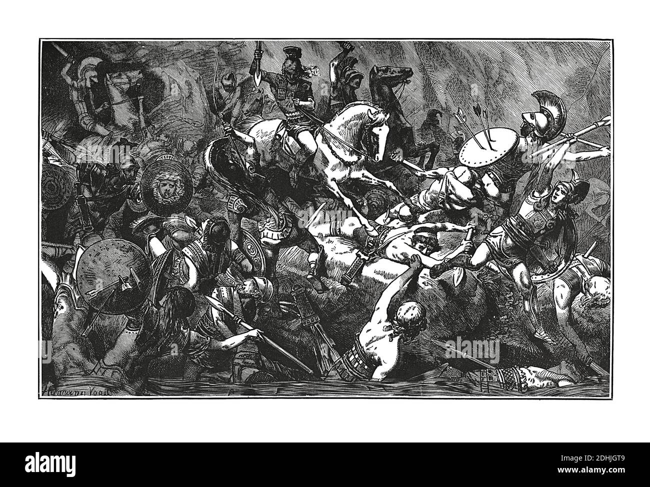 Engraving of Destruction of the athenian army in Sicily. / Pictorial History of the World's Greatest Nations. Stock Photo