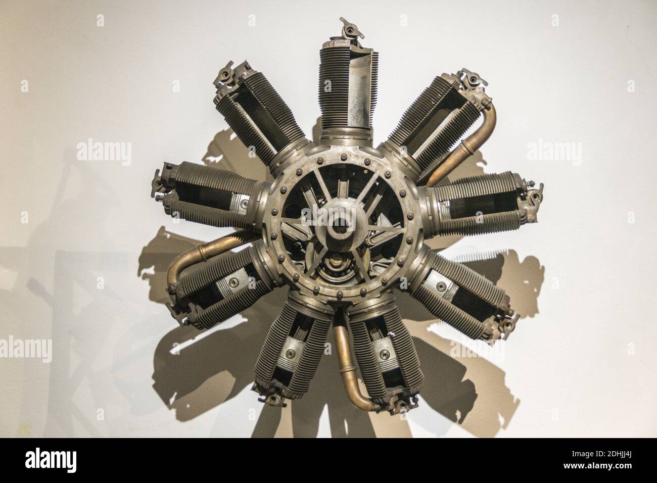A closeup shot of an industrial steel radial piston internal combustion engine Stock Photo