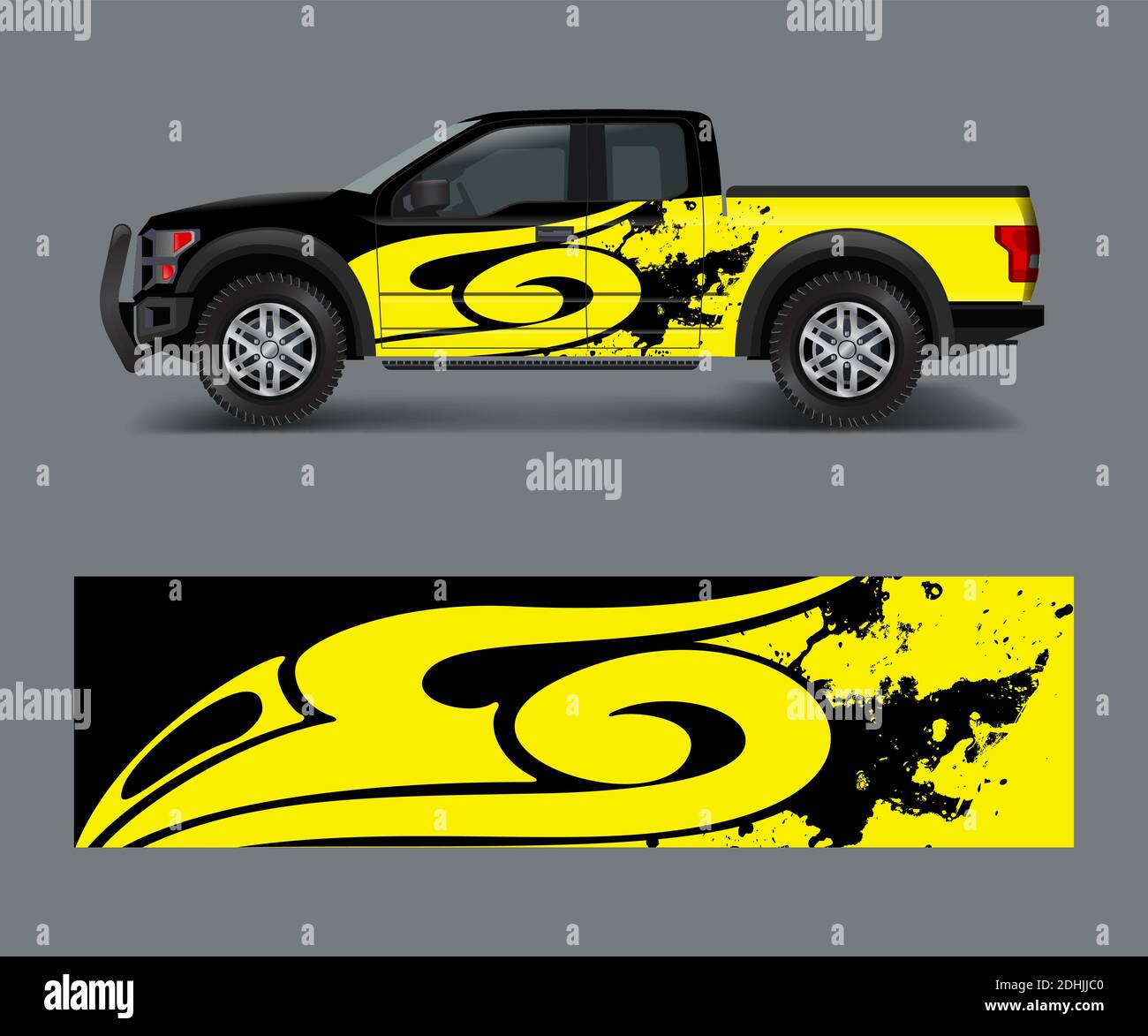 Gray and Yellow Abstract Modern Lines Graphic Boat Vinyl Wrap