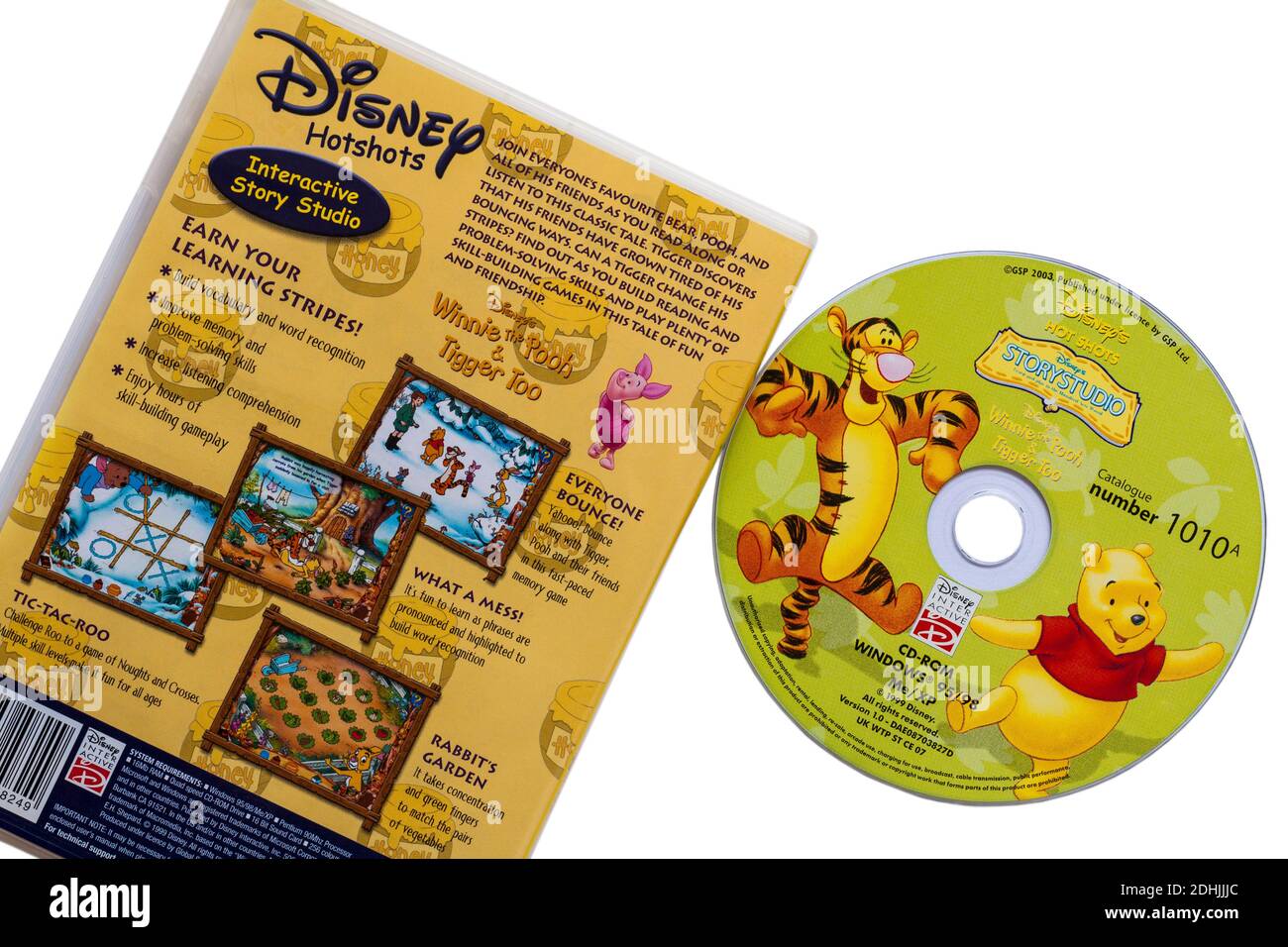 Disney Hotshots Disney's Winnie the Pooh & Tigger Too PC CD interactive story studio set on white background - back of case Stock Photo