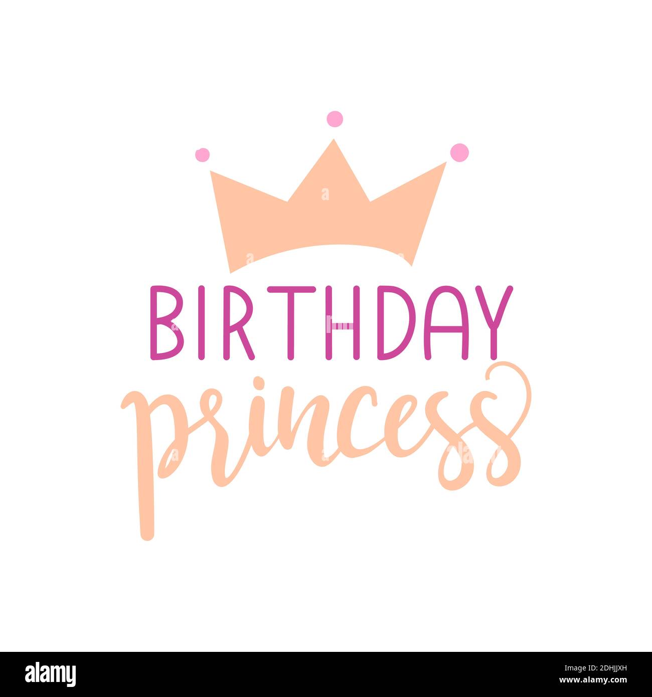 Princess Party Bridal shower Hen Birthday Girl lettering sign quote typography. Calligraphy design for postcard poster graphics. Simple vector brush s Stock Vector