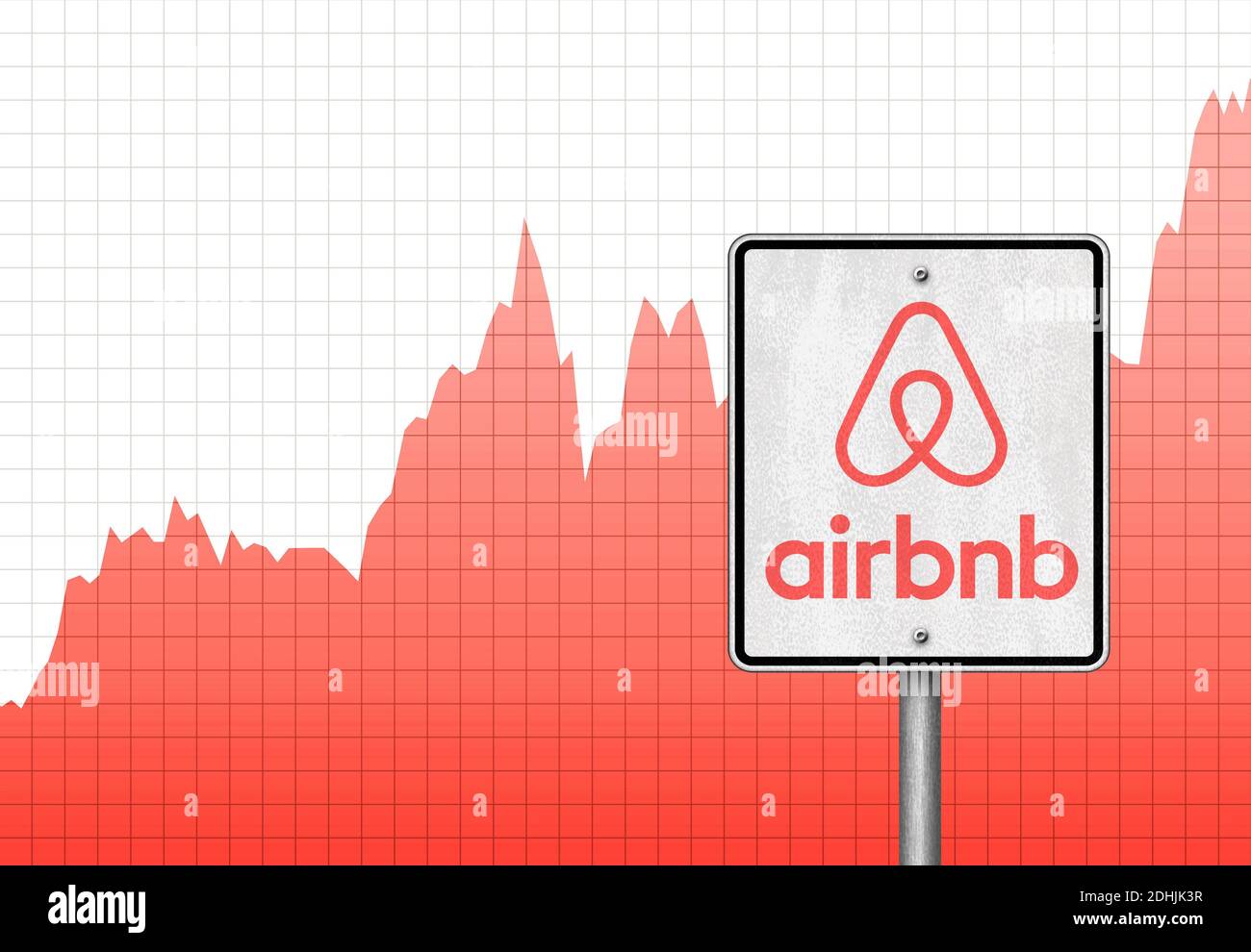Airbnb stock chart Stock Photo
