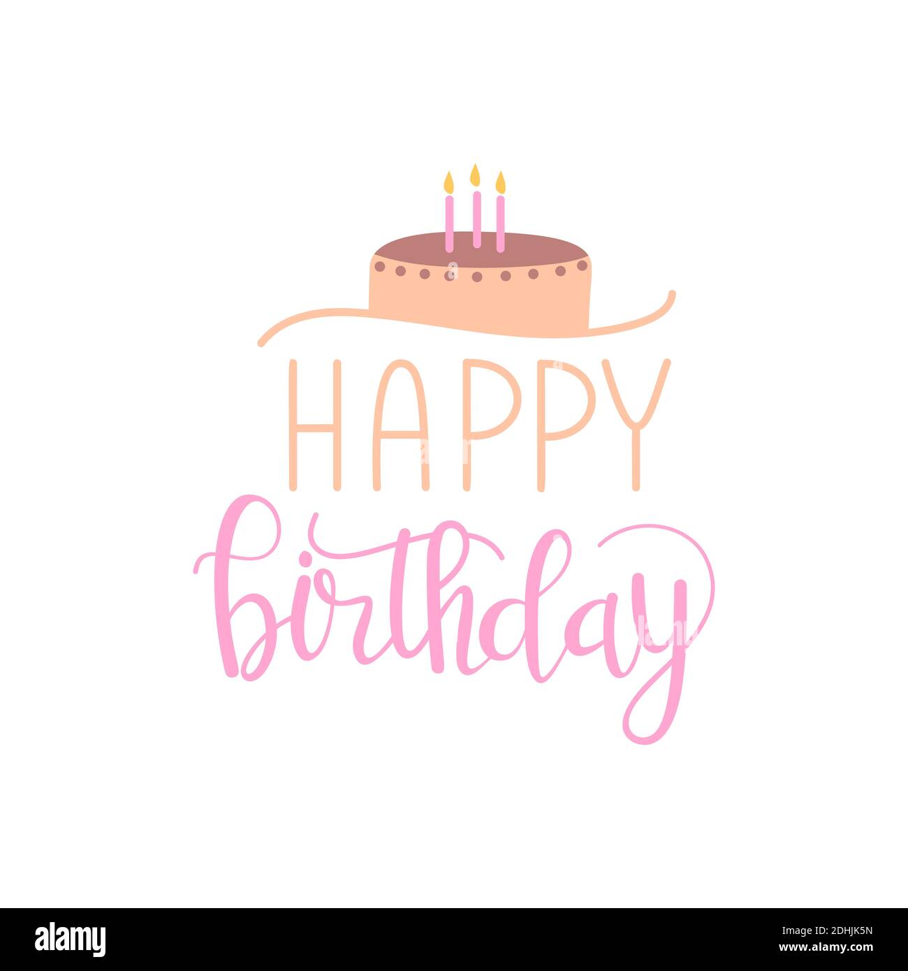 Happy birthday flat typographic card Stock Vector