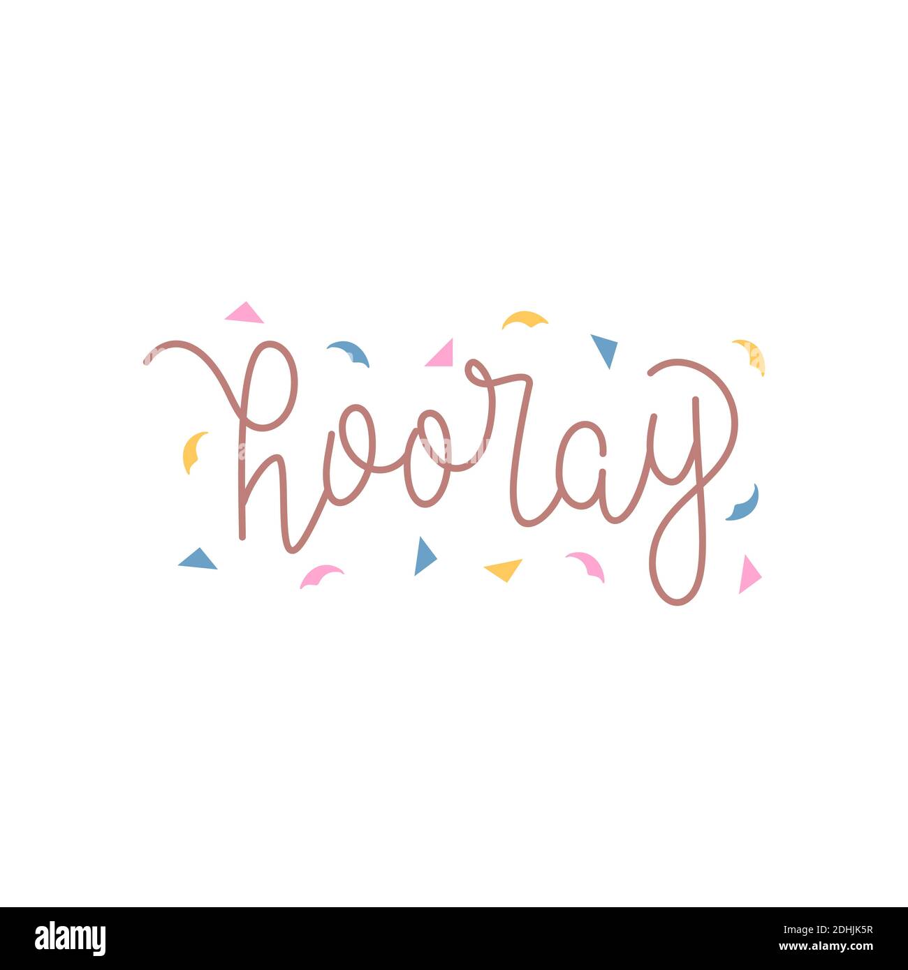 Hooray lettering. Hooray card,vector illustration. The concept of a birthday, a holiday. A gift in the hand. Stock Vector