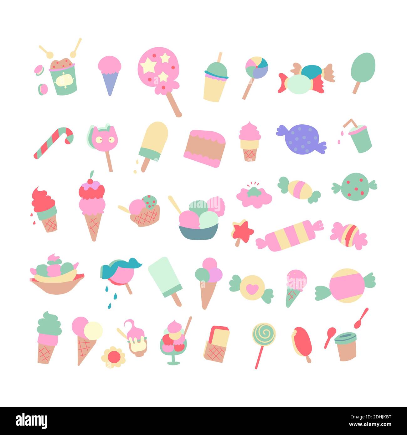 Set of Cakes and ice cream vector element. Birthday Party Elements. Stock Vector