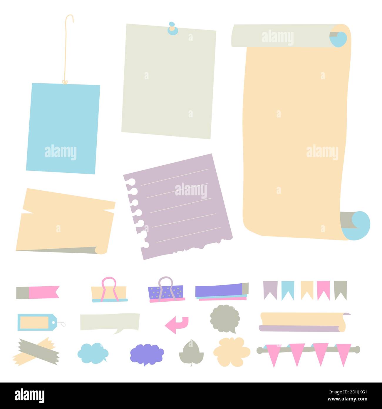 collection of different colored sticky notes with shadow Stock Vector