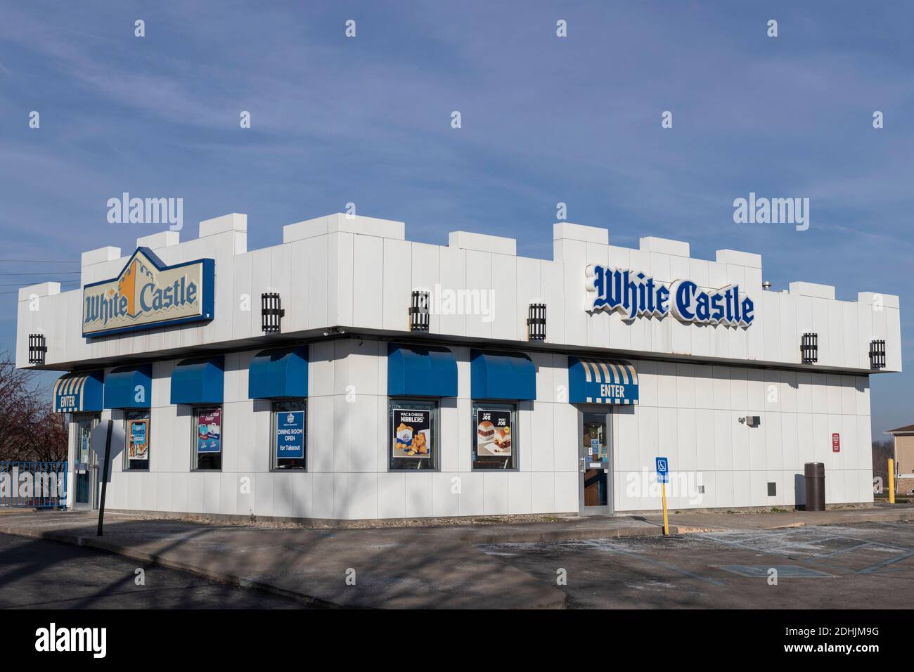 Greenfield - Circa December 2020: White Castle Hamburger Location. White Castle Serves 2 by 2 Inch Sliders. Stock Photo