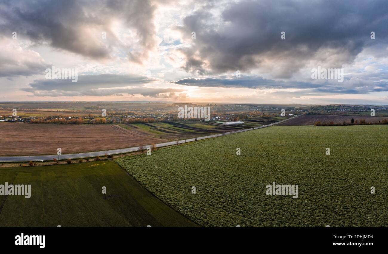 Aerial shot large wheat field hi-res stock photography and images - Alamy