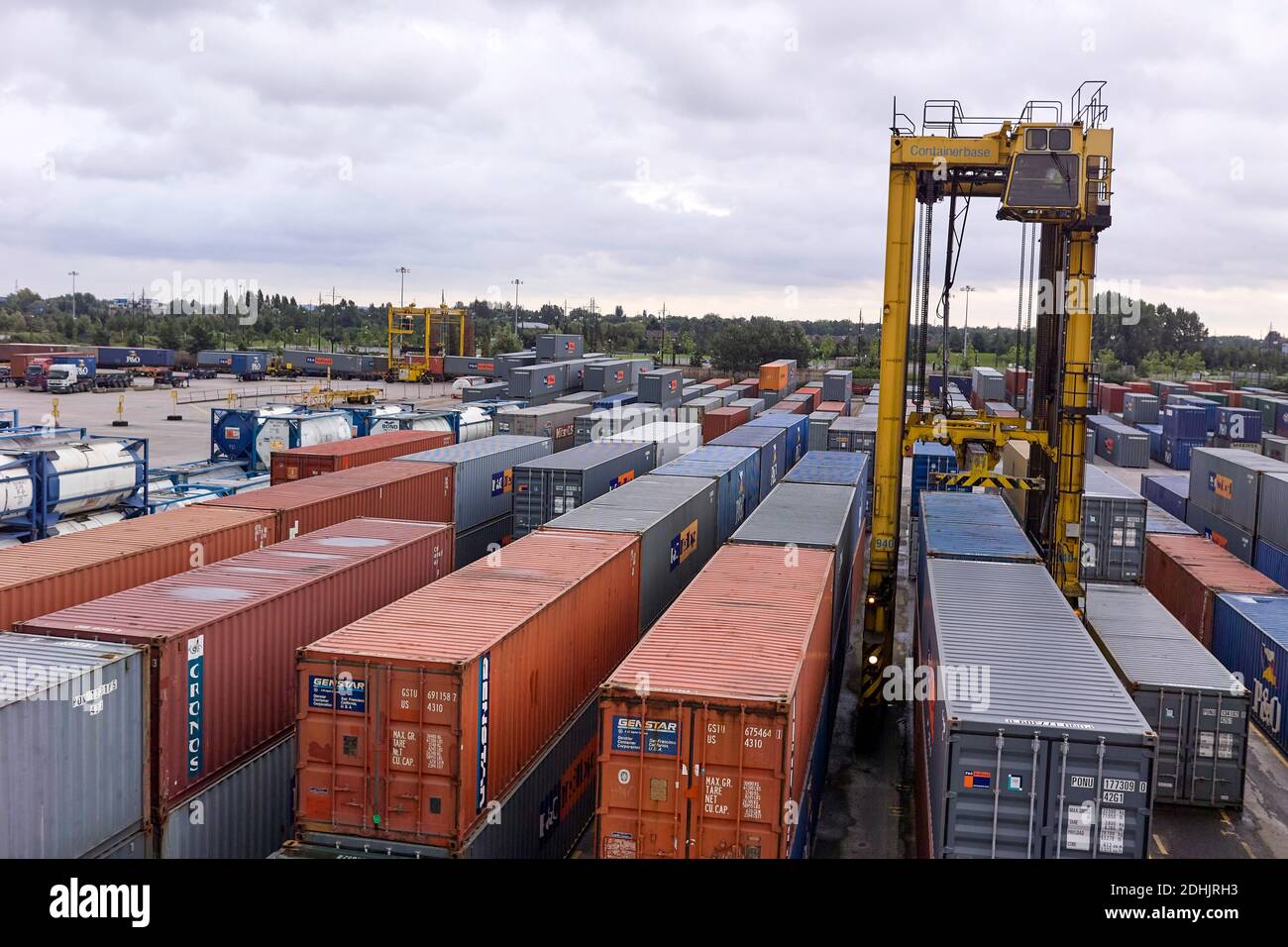 container port importing and exporting Stock Photo