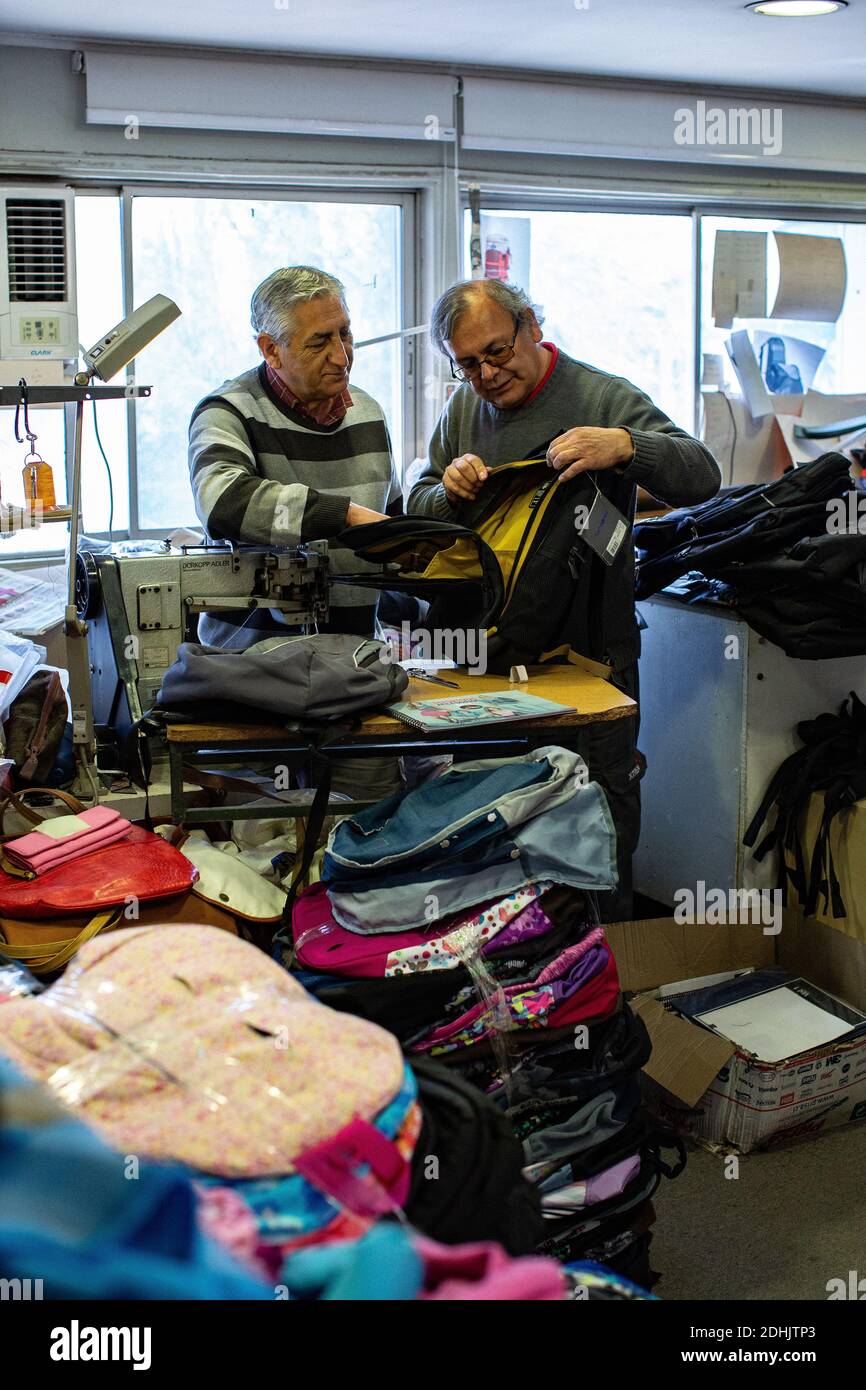 two man in repair workshop Stock Photo