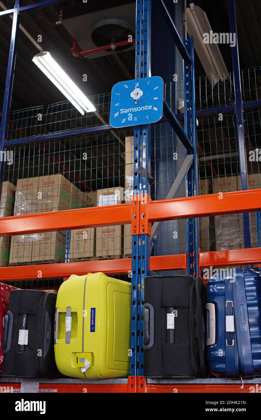 Samsonite suitcases at production site in Oudenaarde, Belgium Stock Photo