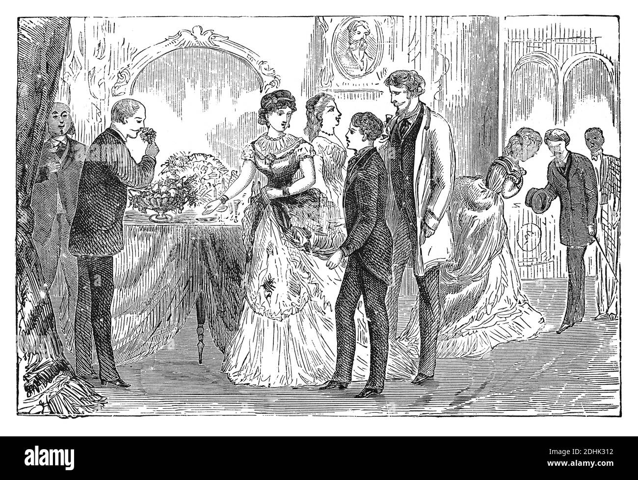 19th century illustration of Making New Year's calls. Published in 'The National Encyclopedia of Business and Social Forms, embracing the laws of etiq Stock Photo