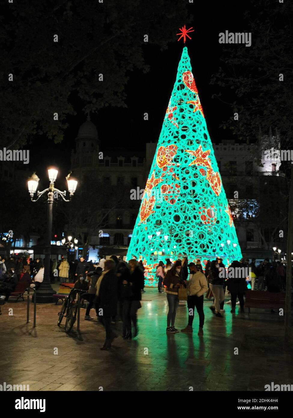 VALENCIA, SPAIN - Dec 05, 2020: VALENCIA- DECEMBER 5, 2020: Christmas tree located in the town hall square of Valencia, Spain Stock Photo