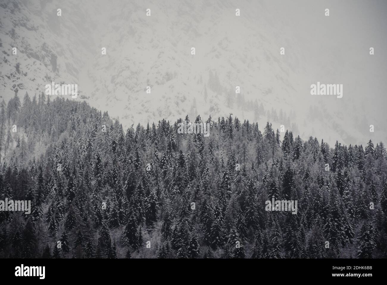 Snow over the mountains in winter Stock Photo