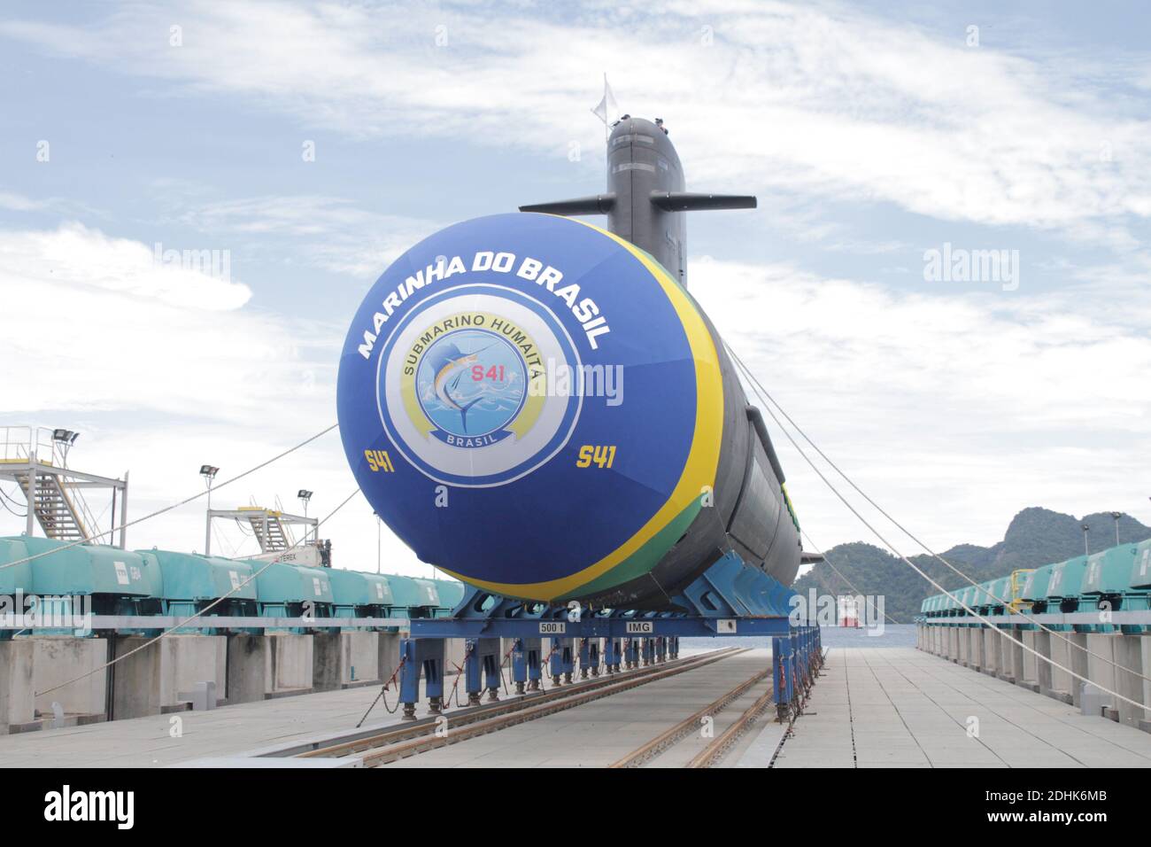 Itaguai, Brazil. 11th Dec, 2020.ITAGUAÍ, RJ - 11.12.2020: LANÇAMENTO DO SUBMARINO HUMAITÁ - Launching Ceremony of the Submarine Humaitá and Integration of the hull of the submarine Toneleiro, held this morning (11, at the Naval Complex of Itaguaí on the island of Madeira in the city of Itaguaí, RJ. Credit: Foto Arena LTDA/Alamy Live News Stock Photo