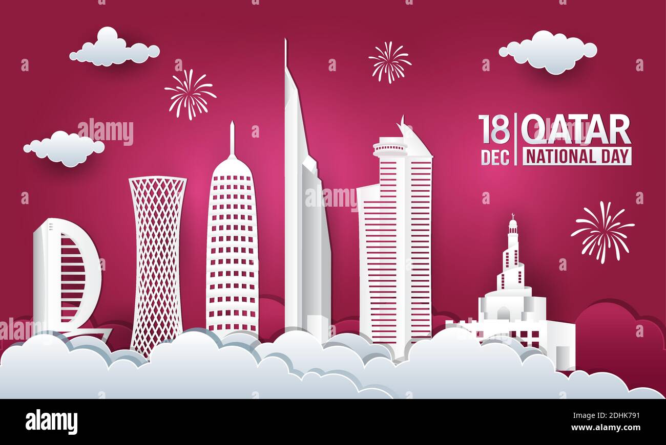 Vector illustration of 18th December Qatar national day celebration