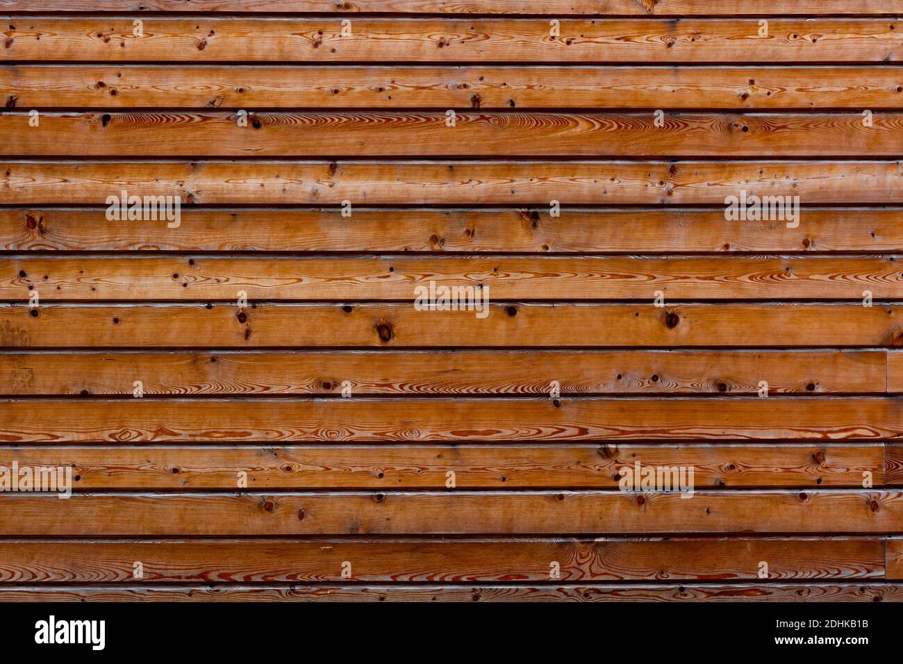 wall from wooden horizontally arranged boards natural wood pine Stock Photo