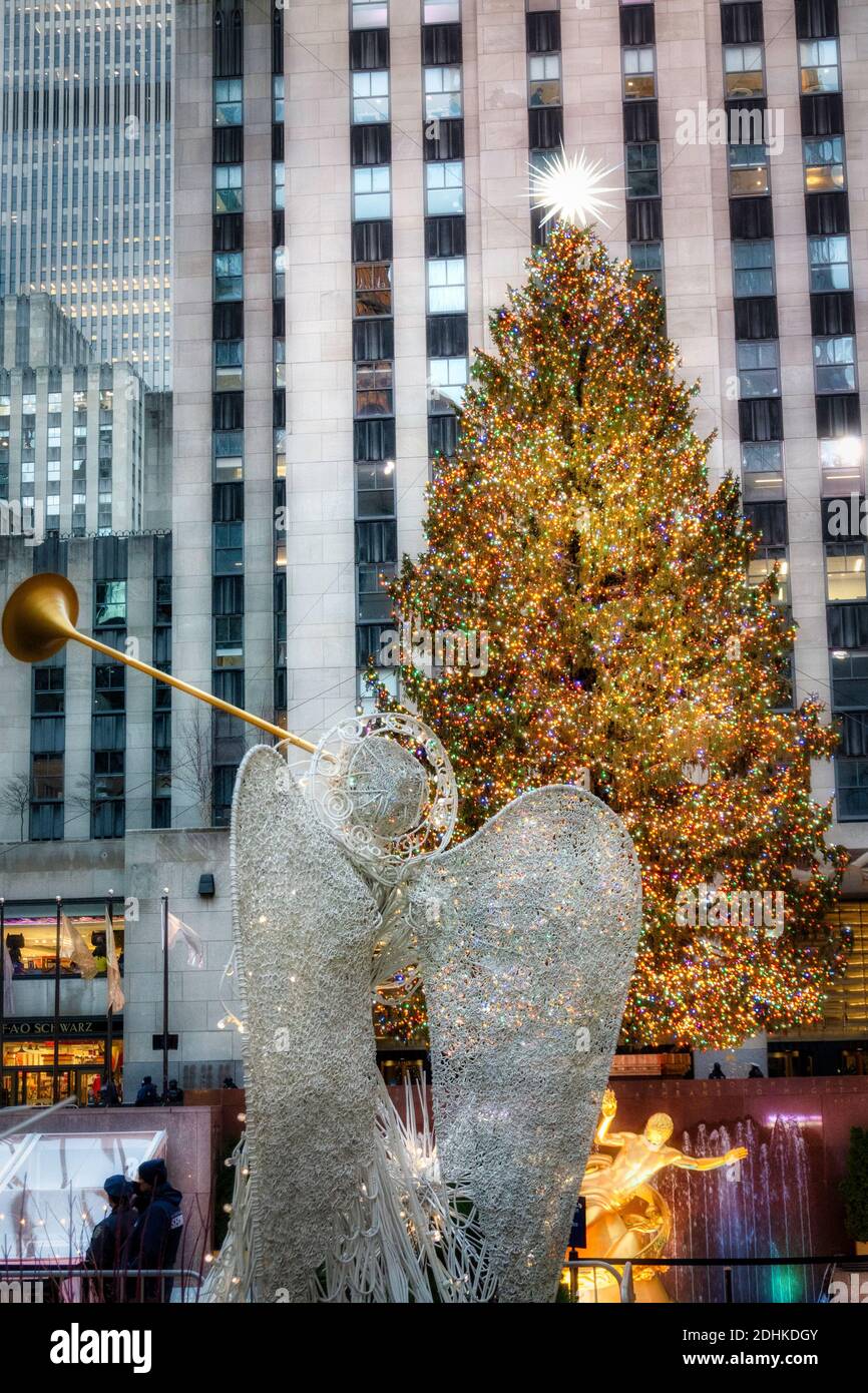 The Rockefeller Center Christmas Tree, 2020,  NYC, USA Stock Photo