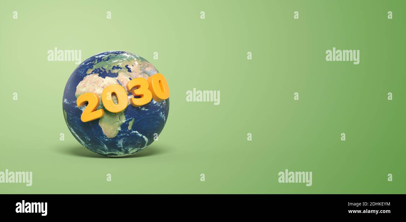 Earth planet with 2030 objective for climate - 3D rendering Stock Photo