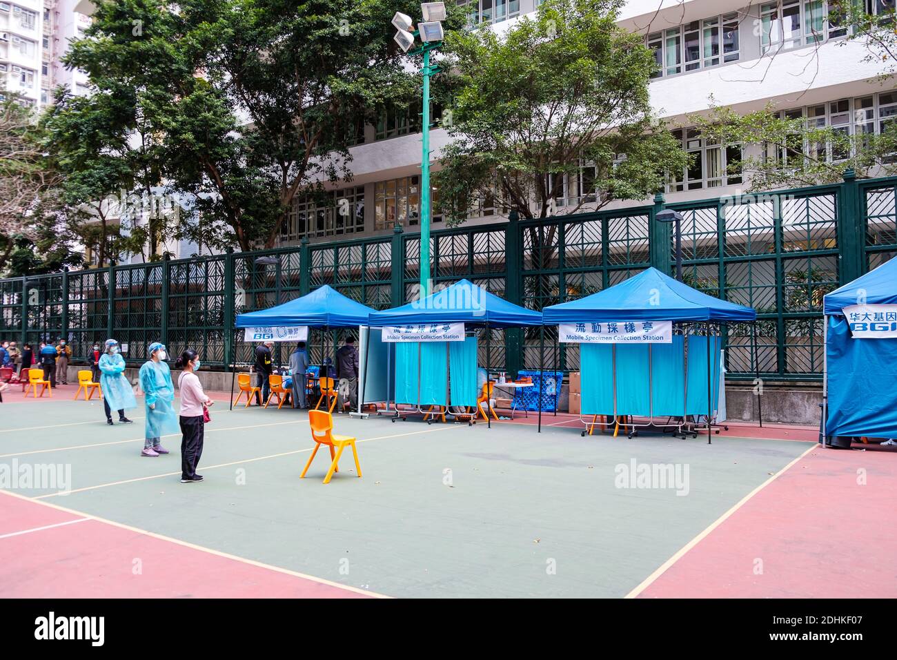 Hong Kong China 11th Dec Visitors In A Queue To Get Tested For Coronavirus Covid 19 At A Community Testing Centre In Kam Fung Court Ma On Shan Hong Kong Hong Kong Is