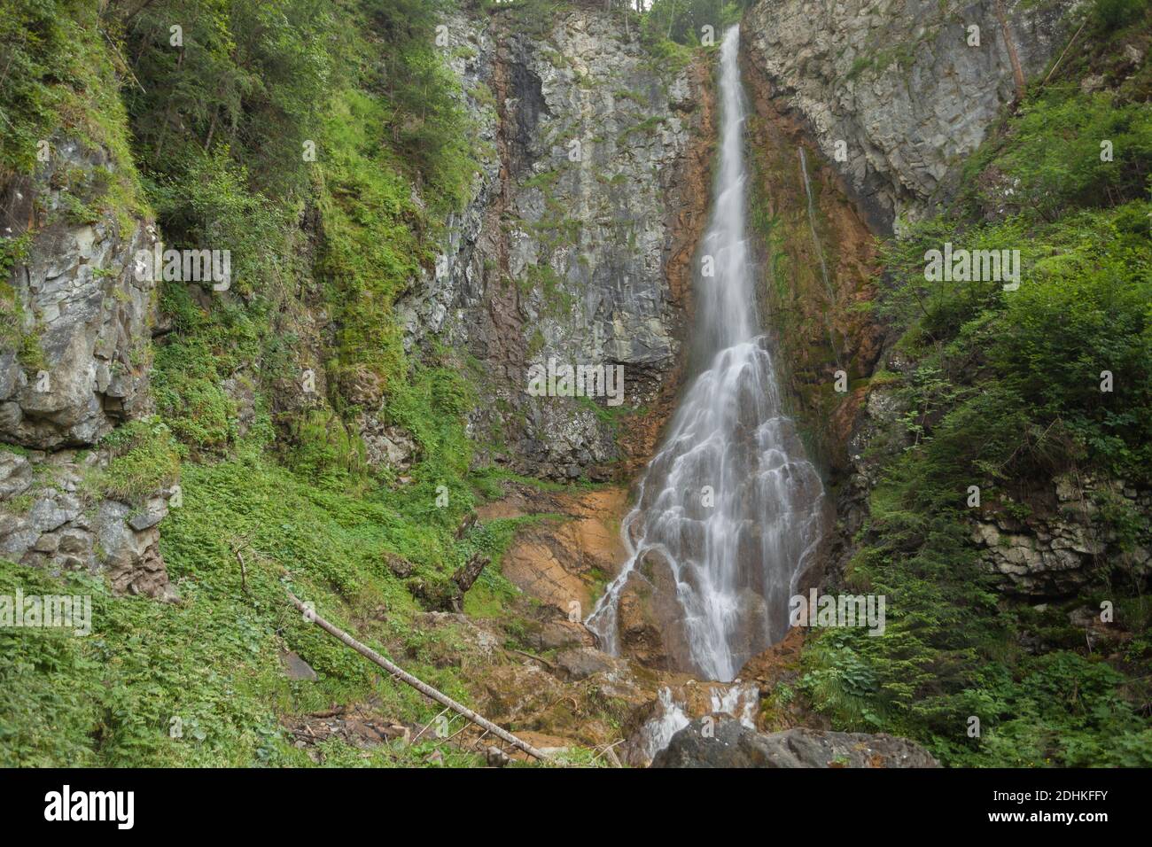 small waterfall among the forest Stock Photo