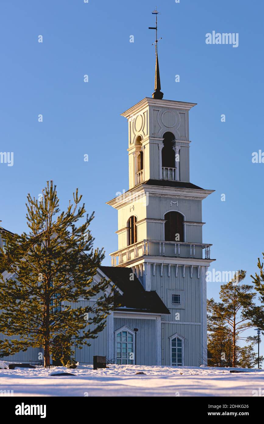 Evangelical Lutheran Church in Viitasaari on sunny winter day, Central Finland, Finland Stock Photo