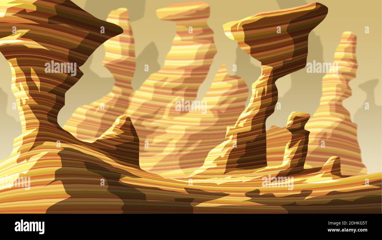 Exotic southwest rock formations anyon, gorge, erosion illustration Stock Photo