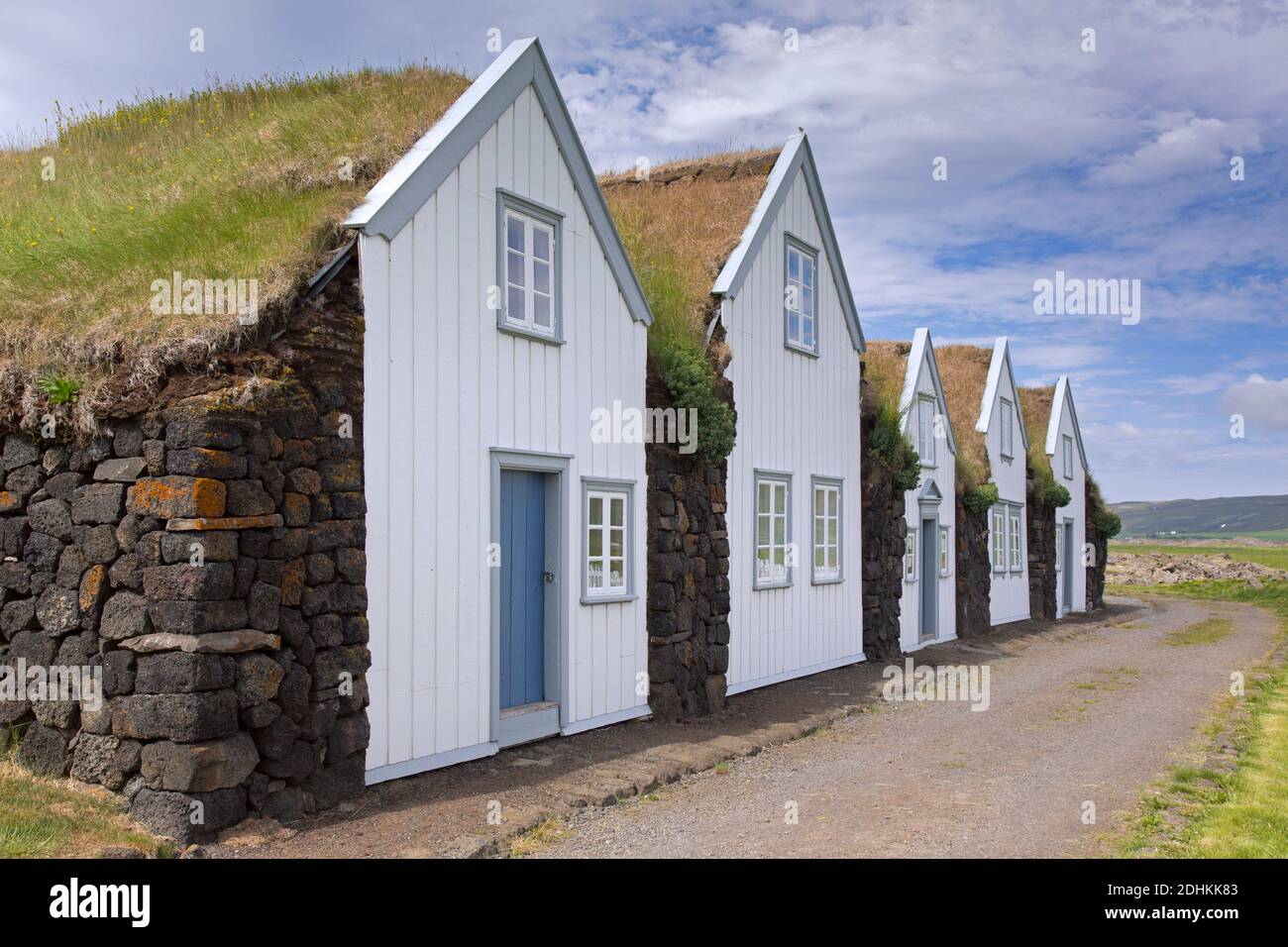 Grenjadarstadur / Grenjaðarstaður museum, former farm with sod houses at Þingeyjarsveit / Thingeyjarsveit in Nordurland Eystra, Northern Iceland Stock Photo