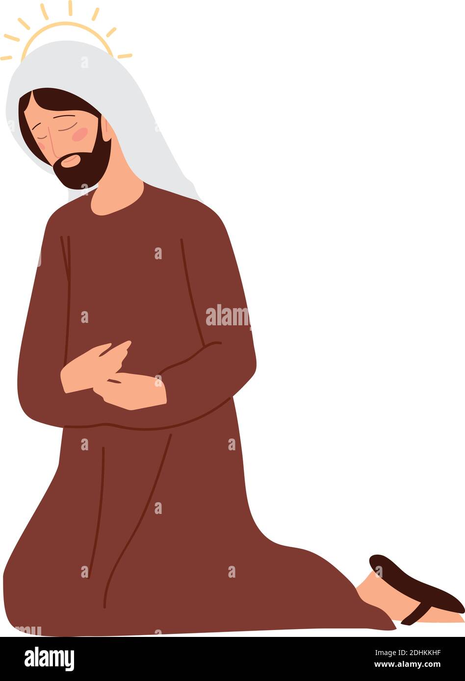 nativity sacred man praying icon design on white background vector illustration Stock Vector