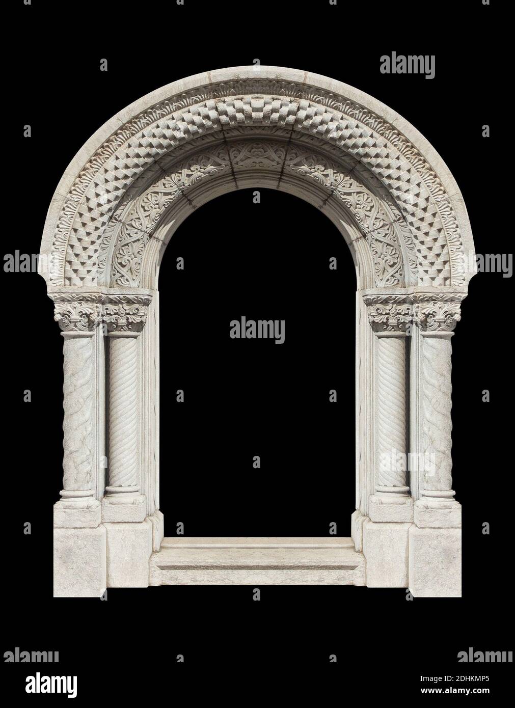 Elements of architecture of buildings, ancient arches, columns, windows ...
