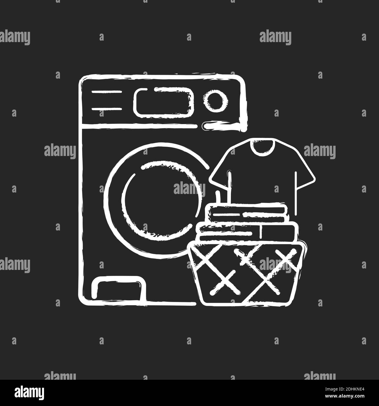 Doing laundry chalk white icon on black background Stock Vector